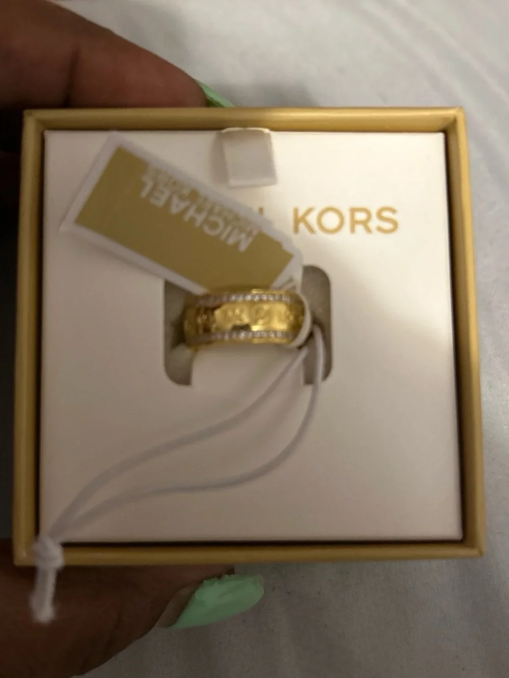 Michael Kors Gold-Tone Ring with Pavé Accents
